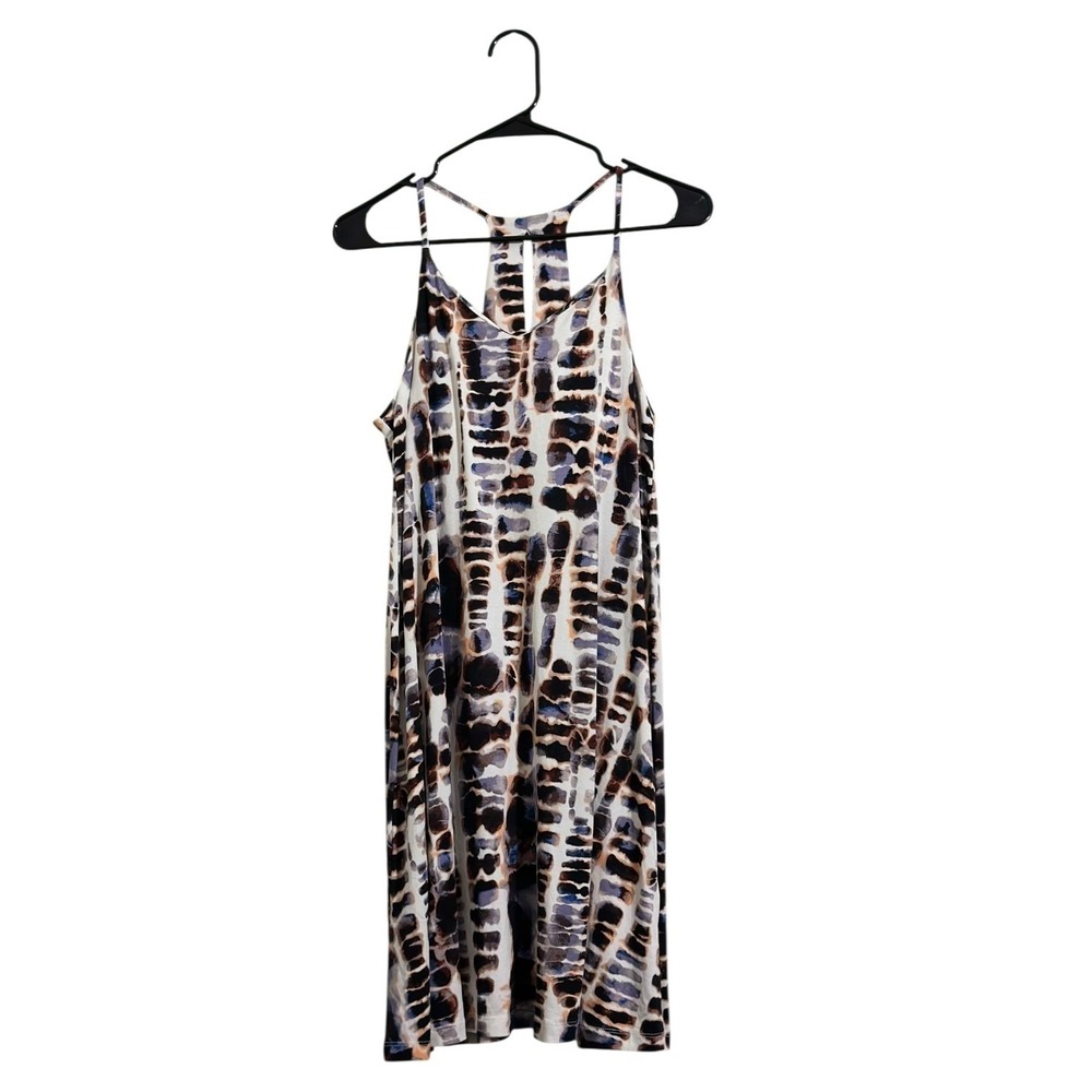 Nicole Miller New York Boho Racerback Mini Dress Tie-Dye Blue Brown Size M - NWT